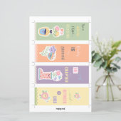 4 Florale Bladwijzer van Kawaii met uitsnijdende h (Staand voorkant)