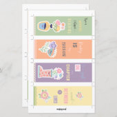 4 Florale Bladwijzer van Kawaii met uitsnijdende h (Voorkant / Achterkant)