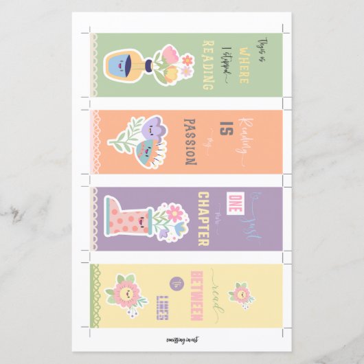 4 Florale Bladwijzer van Kawaii met uitsnijdende h (Voorkant)