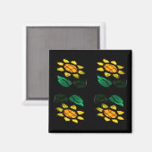 4 Flowers Glas in lood Square Magnet (Voorkant / Achterkant)