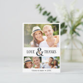 4 Foto (3 + 1) Bloemen Ampersand Bruiloft Dank u Briefkaart (Staand voorkant)