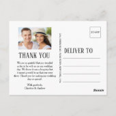 4 Foto (3 + 1) Bloemen Ampersand Bruiloft Dank u Briefkaart (Achterkant)