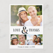 4 Foto (3 + 1) Bloemen Ampersand Bruiloft Dank u Briefkaart (Voorkant)