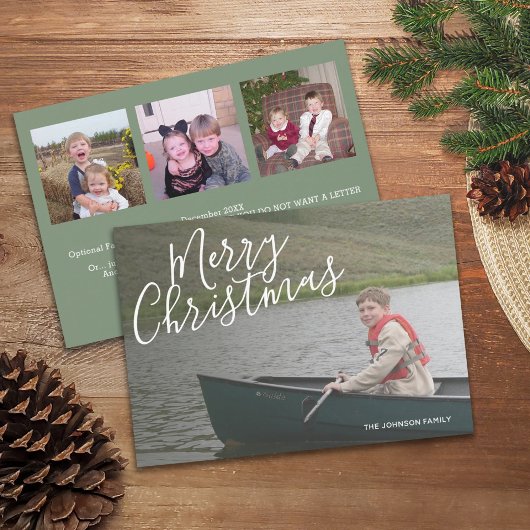 4 Foto (3 op de achterzijde) Vroege kerstkalligraf Feestdagenkaart