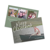 4 Foto (3 op de achterzijde) Vroege kerstkalligraf Feestdagenkaart