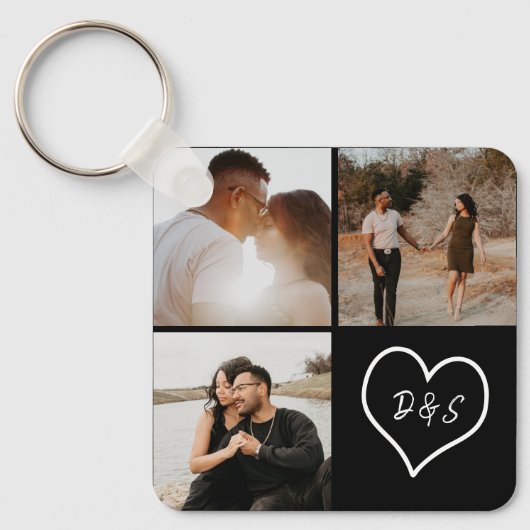 4 Foto Aangepast Initiaal voor inkolling Hartelijk Sleutelhanger (Voorkant)