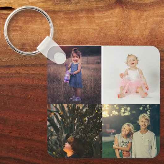 4 Foto Aangepaste gepersonaliseerde collage Sleutelhanger (Voorkant)