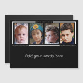 4 foto aangepaste tekst zwart wit magnetische kaar uitnodiging (Voorkant / Achterkant)
