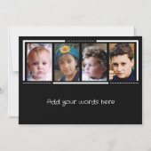 4 foto aangepaste tekst zwart wit magnetische kaar uitnodiging (Voorkant)