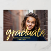 4 Foto Aankondiging Gold Foil Afstudeerder Uitnodi (Voorkant)