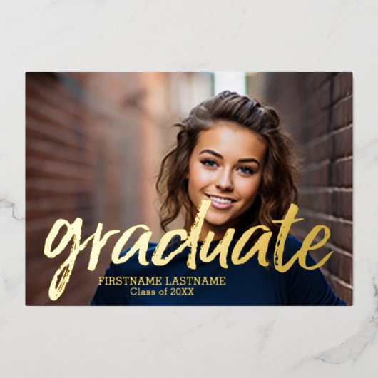 4 Foto Aankondiging Gold Foil Afstudeerder Uitnodi (Voorkant)