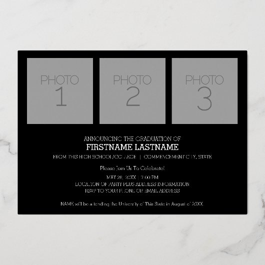 4 Foto Aankondiging Gold Foil Afstudeerder Uitnodi (Achterkant)