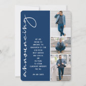 4 Foto Afstudeer Collage Navy Blauwe Aankondiging (Achterkant)