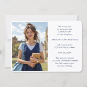 4 Foto Afstudeer Collage Script Navy Blauwe & Goud Aankondiging (Achterkant)