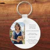 4 Foto Afstudeer Collage Script Navyblauw & Goud Sleutelhanger (Achterkant)