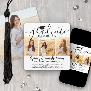 4 Foto Afstudeercollage Eenvoudig Elegant Schrift Aankondiging