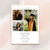 4 Foto Afstudeerfeest Modern Elegant Blush Pink Kaart