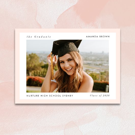 4 Foto Afstudeerfeest Modern Elegant Blush Pink Kaart