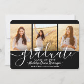 4 Foto Afstuderen Collage Black en White Script Aankondiging (Voorkant)