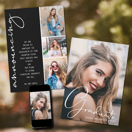 4 Foto Afstuderen Collage Black en White Script Aankondiging