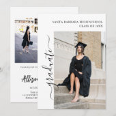 4 Foto Afstuderen Collage Black en White Script Kaart (Voorkant / Achterkant)