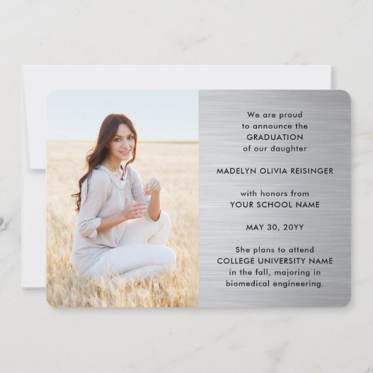 4 Foto Afstuderen Collage Brushed Grey Ombre Aankondiging (Achterkant)