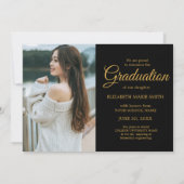 4 Foto Afstuderen Collage Eenvoudig Gold Script Aankondiging (Achterkant)