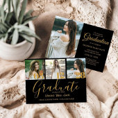 4 Foto Afstuderen Collage Eenvoudig Gold Script Aankondiging