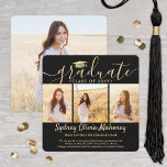 4 Foto Afstuderen Collage Modern Black en Gold Aankondiging<br><div class="desc">Deel de vreugde van een middelbare school of universitair diploma met deze vierkant aangepaste 4 foto's collage zwarte en gouden aankondigingen. Alle afbeeldingen en formuleringen zijn eenvoudig te personaliseren. (AFBEELDING PLACEMENT TIP: Een gemakkelijke manier om een foto precies te centreren hoe u wilt is het te bebouwen alvorens aan de...</div>