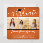 4 Foto Afstuderen Collage Modern Oranje Black Aankondiging (Voorkant)