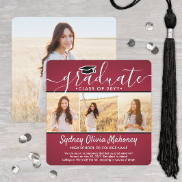 4 Foto Afstuderen Collage Modern Red White Black Aankondiging