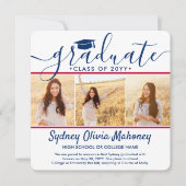 4 Foto Afstuderen Collage Modern Red White en Blue Aankondiging (Voorkant)