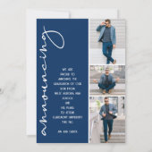 4 Foto Afstuderen Collage Navy Blue Aankondiging (Achterkant)