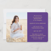 4 Foto Afstuderen Collage Paars en Gold Script Aankondiging (Achterkant)