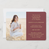 4 Foto Afstuderen Collage Script Burgundy & Gold Aankondiging (Achterkant)