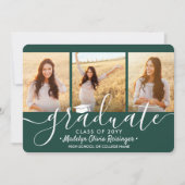4 Foto Afstuderen Collage Script Donkergroen wit Aankondiging (Voorkant)