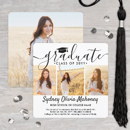 4 Foto Afstuderen Collage Simple Elegant Script Aankondiging