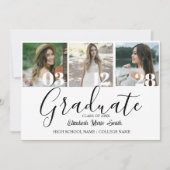 4 Foto Afstuderen Collage Simple Moderne Script Aankondiging (Voorkant)