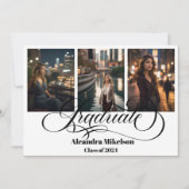 4 Foto Afstuderen Collage Simple Moderne Script Aankondiging (Voorkant)