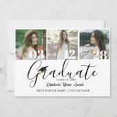 4 Foto Afstuderen Collage Simple Moderne Script Kaart (Voorkant)