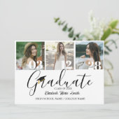 4 Foto Afstuderen Collage Simple Moderne Script Kaart (Staand voorkant)