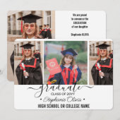 4 Foto Afstuderen Collage Zwart Wit Script Aankondiging (Voorkant / Achterkant)