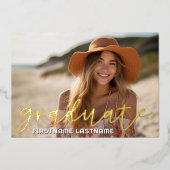 4 Foto Afstuderen Gold Foil Afstudeerder Folie Uitnodiging (Voorkant)