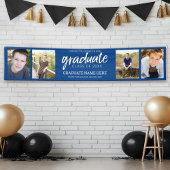 4 Foto Afstuderen Klasse van Afstudeerder Blauw Spandoek