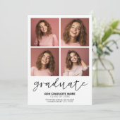 4 Foto Afstuderen Minimal - Graduation Party Kaart (Staand voorkant)
