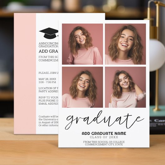 4 Foto Afstuderen Minimal - Graduation Party Kaart