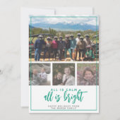 4 Foto - Alles is Calm Bright - Rood Blauwgroen ke Feestdagenkaart (Voorkant)