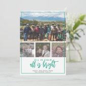 4 Foto - Alles is Calm Bright - Rood Blauwgroen ke Feestdagenkaart (Staand voorkant)