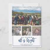 4 Foto - Alles is kalm helder - Donkerblauw kerstf Feestdagenkaart (Voorkant)