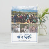 4 Foto - Alles is kalm helder - Donkerblauw kerstf Feestdagenkaart (Staand voorkant)